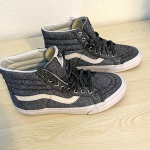 Gray/Silver sparkle high top Womens Vans